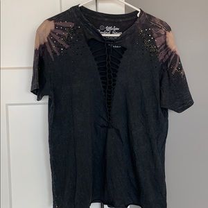 Distressed Detailed Affliction shirt